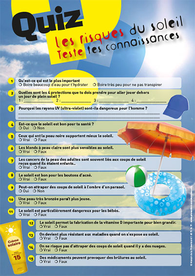 Quiz - Les risques du soleil